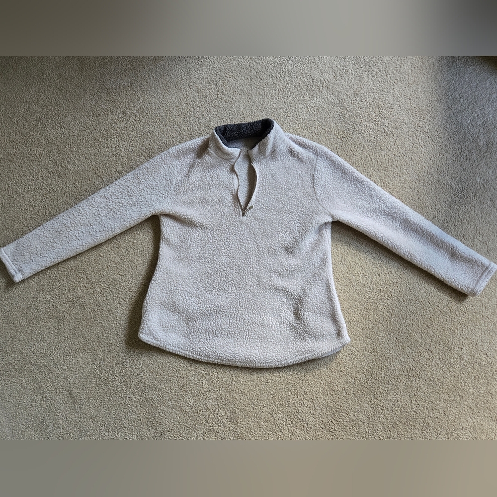 Women's Cream Longsleeve Sherpa Quarter-Zip Sweater